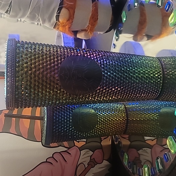 💙Starbucks '23 Fall Oil Slick Rainbow Blk Bling Studded Tumbler💜 - Picture 7 of 8